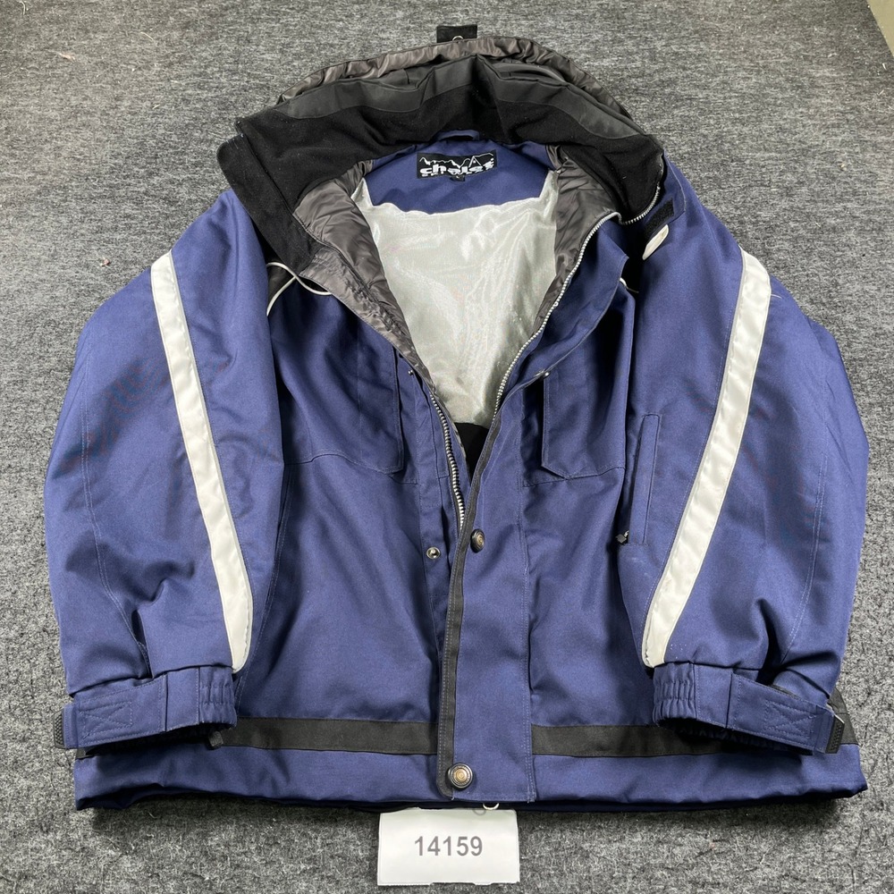 Chalet Ski Wear Jacket Mens Large Blue Vintage Good Reflective Hooded Coat
